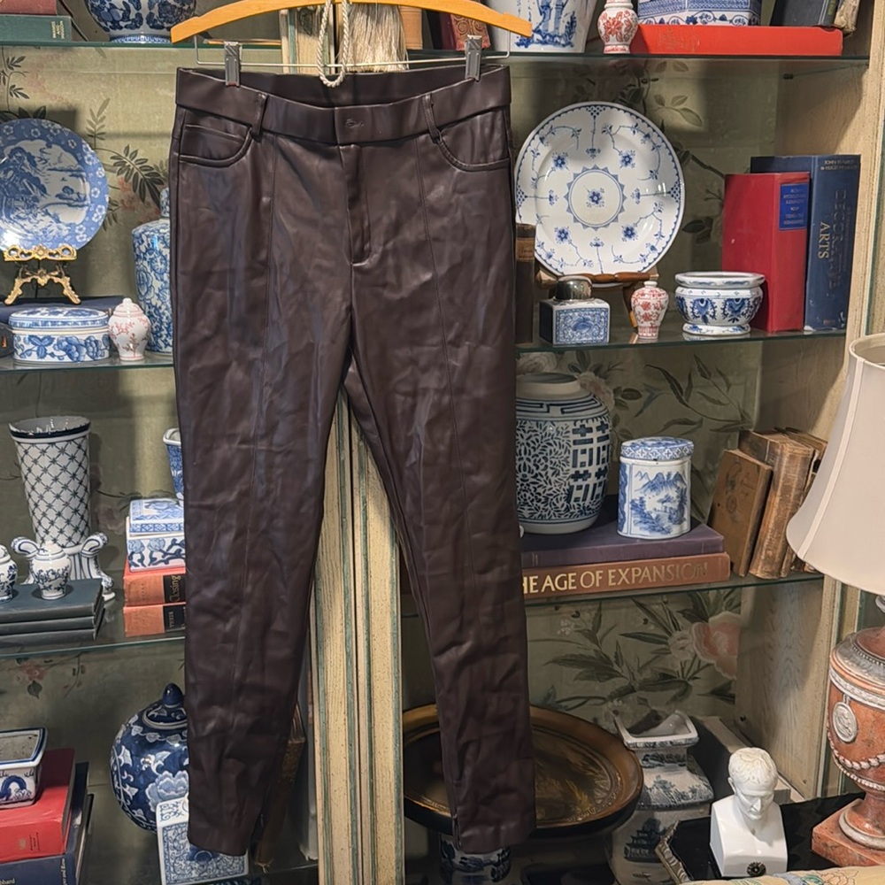 Brown faux leather pants